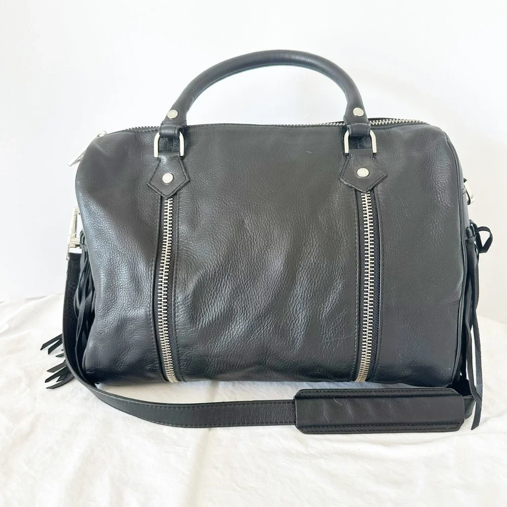 Zadig & Voltaire Black Leather Satchel with Silver Hardware